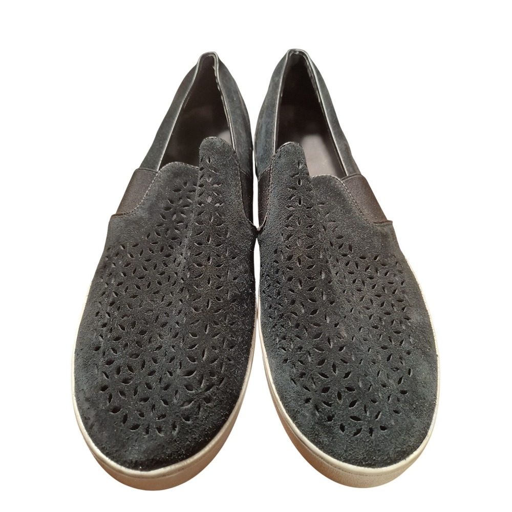 Vionic Kani Slip On Sneakers Black Suede Perforated Comfort Shoes Size 9